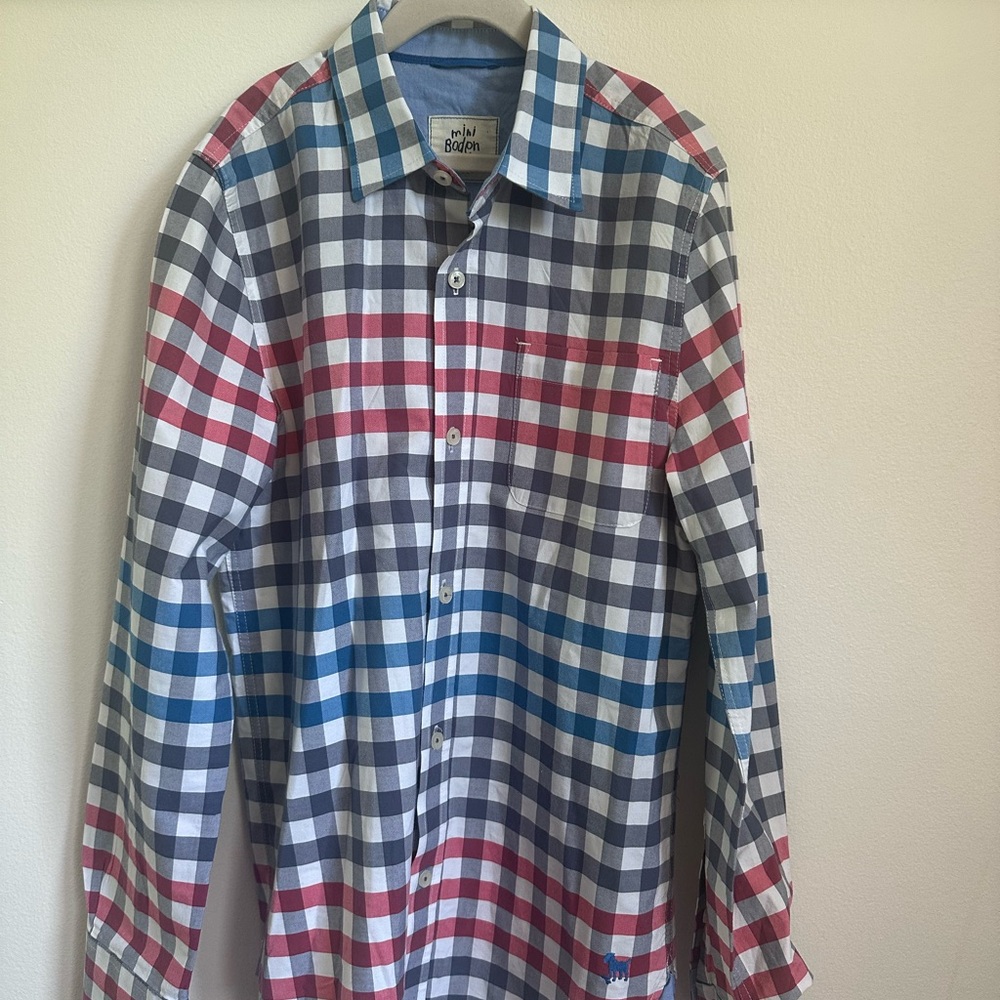 Mini Boden Red and Blue Checkered Cotton Shirt